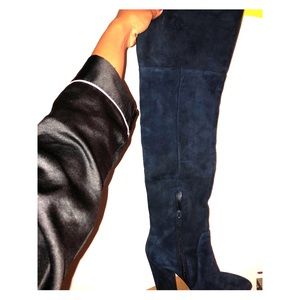 Genuine suede thigh high boots